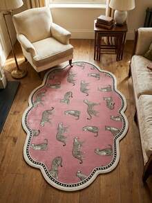 1pc Velvet Decorative Carpet, Absorbent Non-Slip Pink Leopard Velvet Rug, Small Rug, Entryway Rug, Bedroom Rug, Bedside Rug, Kids Room Rug, Bathroom Rug, Decorative Carpet - Pink - View 5