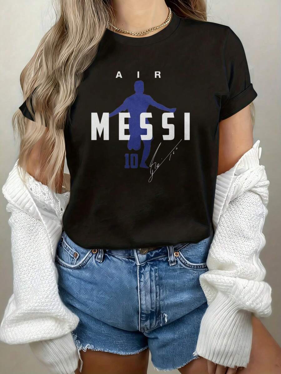 Unisex Air  10 Jersey Inspired T Shirt Women Casual Crop Top Football Fanwear White Short Sleeve Graphic Tee Festival Gifts - 白色 - 查看 1