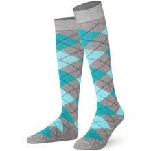 Mysocks Unisex Knee High Long Socks Argyle,4-7,MintTurquoiseonAsh - MintTurquoiseonAsh - View 1
