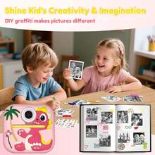 Kids Instant Print Camera, Dinosaur Pattern, 2.4" Screen, Support Storage Card, Instant Print Toy, Perfect Birthday And Christmas Gift For Children Aged 3-12 - Multicolor - View 4