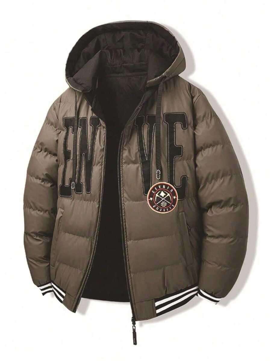 Los pueplepuepleMen invercapa borborcasual Casual Reversible suelta ajuste desmonmontable capuacolchacolchchououterwear - Marrón - Ver 1