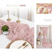 Camino de Mesa de 3. pies/4 Metros de Tela de Queso rústico Transparente , para Boda, Novia, Baby Shower, Fiesta de cumpleaños, decoración de Mesa de Tartas (Pasto Verde, )(6 color rosa loto) - Multicolor - Ver 5