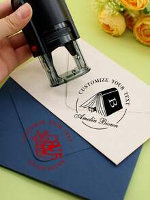 Customized Ink Stamp, Personalized Stamp, Personalized Book Stamp, Personalized Name Stamp, Teacher Customized Stamp, Customizable Text Cylindrical Stamp, From Stamp Library, Gift For Book Lovers, Teacher's Day Gift, Multi-Purpose, Valentine's Day, Men, Women, Library, Books, Stationery - Style a - View 4