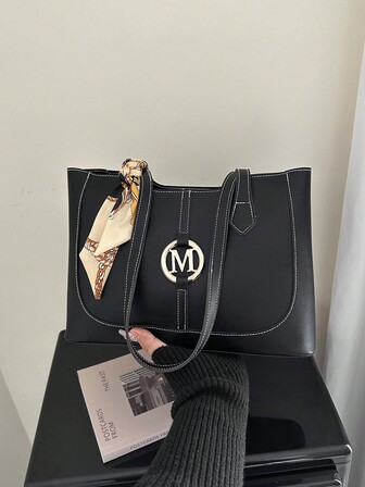 2025 New Casual Large Capacity Rhombus Pattern Solid Color Bow Handbag, Minimalist Fashion Tote Bag