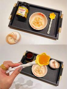 1pc Ins Style Yellow Star Ceramic Spoon, Cute Coffee Stirring Spoon, Dessert Spoon, Elegant Ceramic Spoon For Home And Restaurant