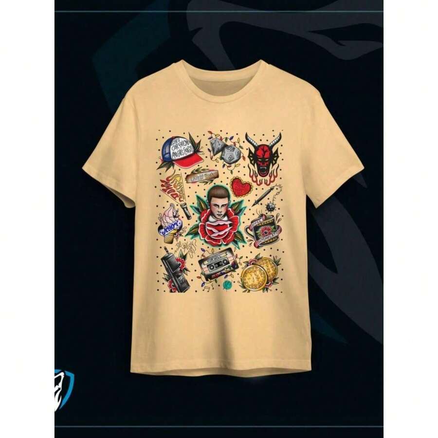 Women's And Men's Unisex T-Shirts, TV Series Prints, Premium 100% Cotton Fabric, Casual Summer Fashion, Animation. Place Your Order, Fast Delivery. - 米色 - 查看 1