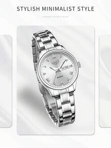 LIGE Fashion Ladies Casual Watch Waterproof Pointer Quartz Watch Elegant Business Watch - Silver - View 7