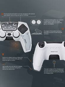 GeekShare G.S.TAC Tactical Controller Skin Set Compatible With Playstation 5,, Anti-Slip Silicone Protective Cover Skin Case For PS 5 Wireless Controller With 2 Thumb Grip Caps And 2 Stickers - For Black Myth: Wukong (White) - 白色 - 查看 4
