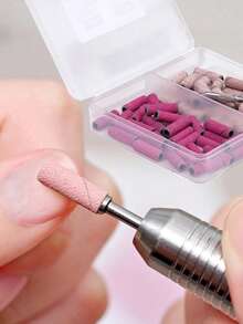 60pcs Pink Small Mini Nail Art Grinding Sanding Bands With Mini Mandrel Bit 3mm Electric Grinding Machine Nail Grinding Tool Nail Removal Sand Bands#180 #240 - Multicolor - View 1