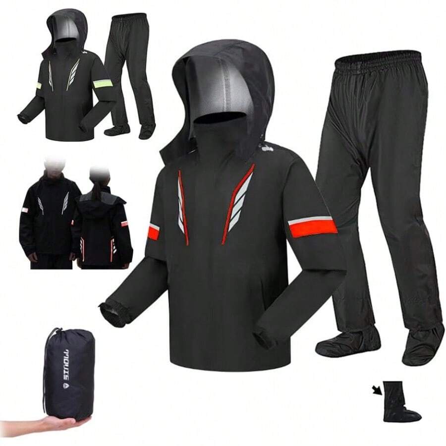TLL Impermeables Reflectantes para Motocicletas y Bicicletas Conjuntos De Impermeables Con Fundas De Zapatos Impermeable para Lluvia Motociclista9917 - No jugué - Ver 1
