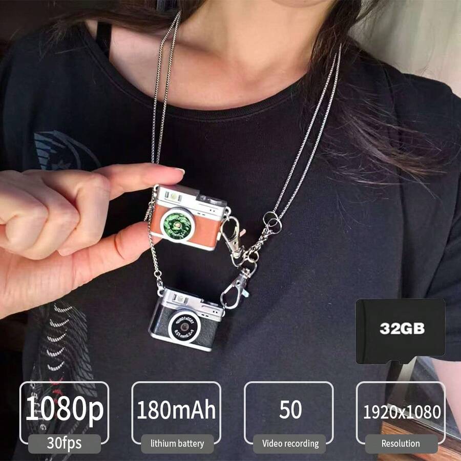 1080P HD復古迷你可穿戴運動攝影機，0.96吋IPS螢幕附LED補光燈，17.5g超輕量便攜Vlog攝影機，8GB與32GB儲存卡選項，支援錄影時充電，適合日常影片拍攝