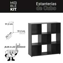 Ecommerc3 MOBLEKIT | Modular Wooden Shelves With Different Compartments And Door Options, Bookcases And Storage Furniture For Bedroom, Kitchen Or Entryway - Negro - 9 Comp | 91.2*29.7*91.2cm - View 3