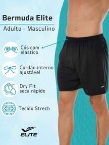 Kit 2 Basic Men's Bermuda Shorts For Football Academy In Polyester Elite Original Father's Day Dad - Navy Blue and Petrol Blue - View 9