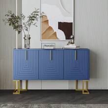 Modern 3-Door Sideboard With Adjustable Shelves, U-Shaped Cabinet Doors, Metal Handles And Base For Dining Room And Kitchen (Navy Blue) - 藏蓝色 - 查看 3