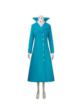 In Stock Lucy Cosplay Set, Blue Coat & Scarf, Halloween Costume Outfit, Solid Color