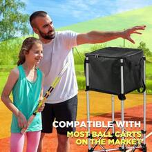 Tennis Balls Hopper Tennis Ball Basket Picker Hopper Container With Side Pockets Lightweight Teaching Cart Bag Picking And Storage Training Ball, Frame Not Included - 黑色 - 查看 7
