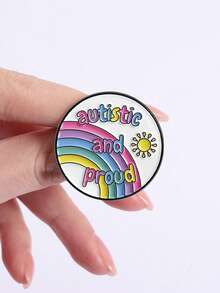 Rainbow Sun Autistic And Proud Enamel Brooch Autism Awareness Metal Pin Bag Decor Accessory - Multicolor - View 4