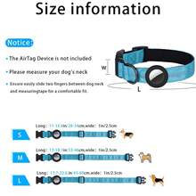 1个AirTag保护套狗项圈追踪器，反光防走失宠物项圈，适用于小型、中型和大型犬 - 彩色 - 查看 3