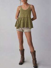 Blusas tipo camisola casuales y sexys de estilo bohemio y retro desgastado, apropiadas para uso diario, playa de verano, citas, fiestas, fotografía callejera, primavera/verano - Verde - Ver 6