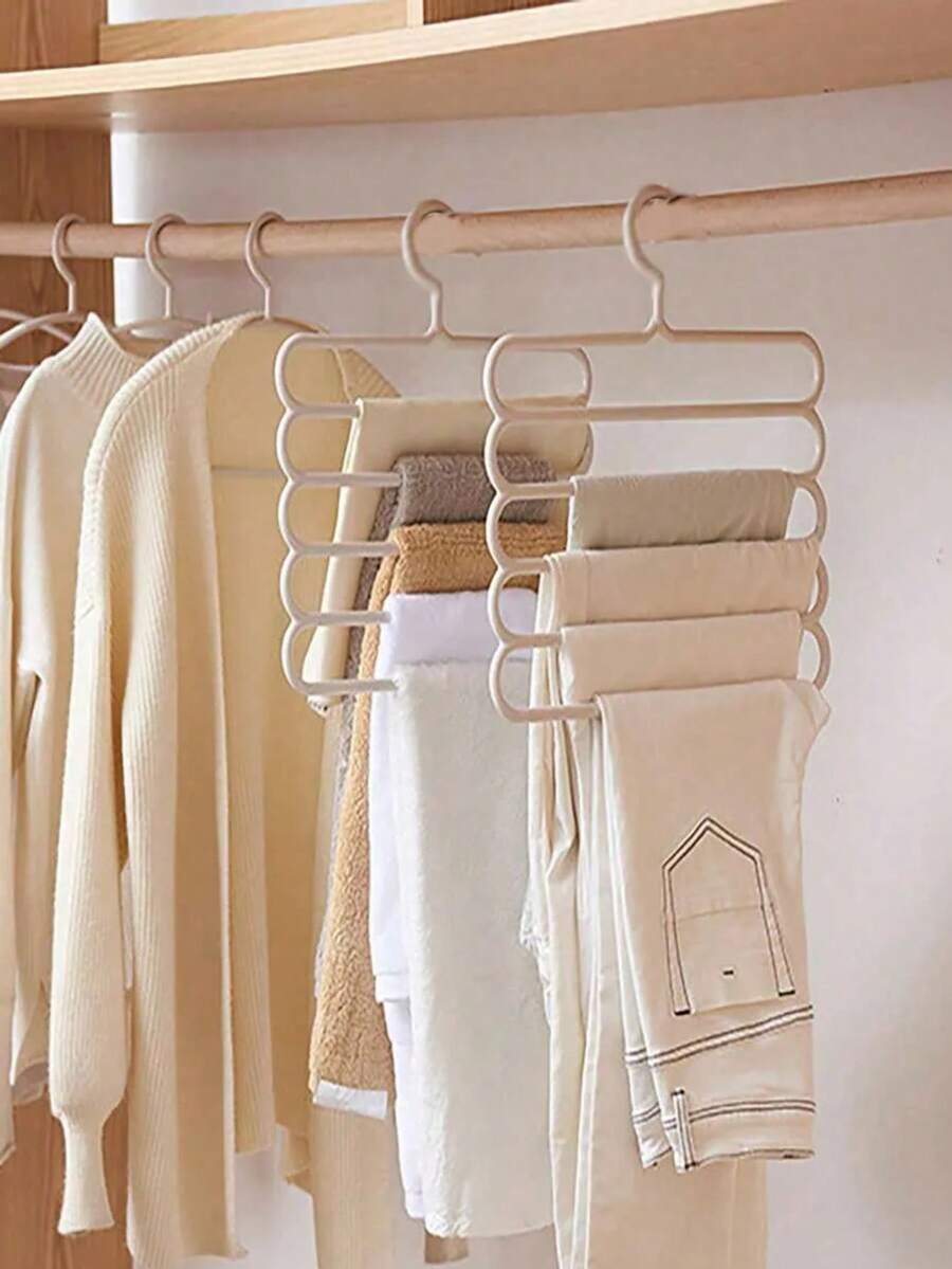 1pc Multi-Functional Scarf Rack, 5-Tier Plastic Storage Organizer, Can Be Used To Store Clothes And Pants, Non-Slip Scarf Holder, Scarf Display Rack With Hooks - Multicolor - View 1