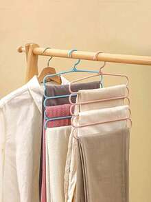1pc Multi-Functional Scarf Rack, 5-Tier Plastic Storage Organizer, Can Be Used To Store Clothes And Pants, Non-Slip Scarf Holder, Scarf Display Rack With Hooks - Multicolor - View 2