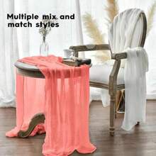 Artoid Mode Boho - Camino de Mesa de Gasa en para Bodas, Decoración de Otoño y Acción de Gracias para Comedor, Cocina y Fiestas en Interiores, 120 Pulgadas(35" x 120" Coral) - Multicolor - Ver 4