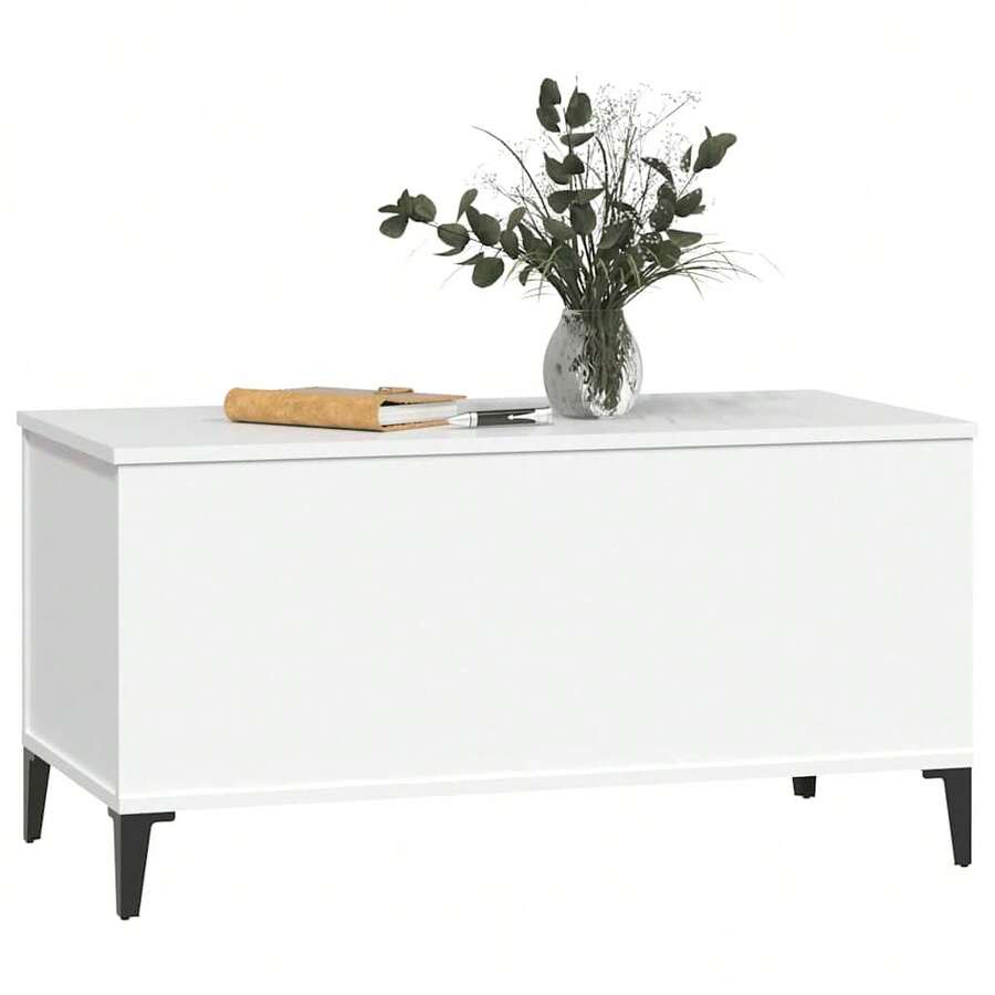 Table basse vidaXL blanche 90 x 44,5 x 45 cm, matériau à base de bois - Blanc - Voir 1