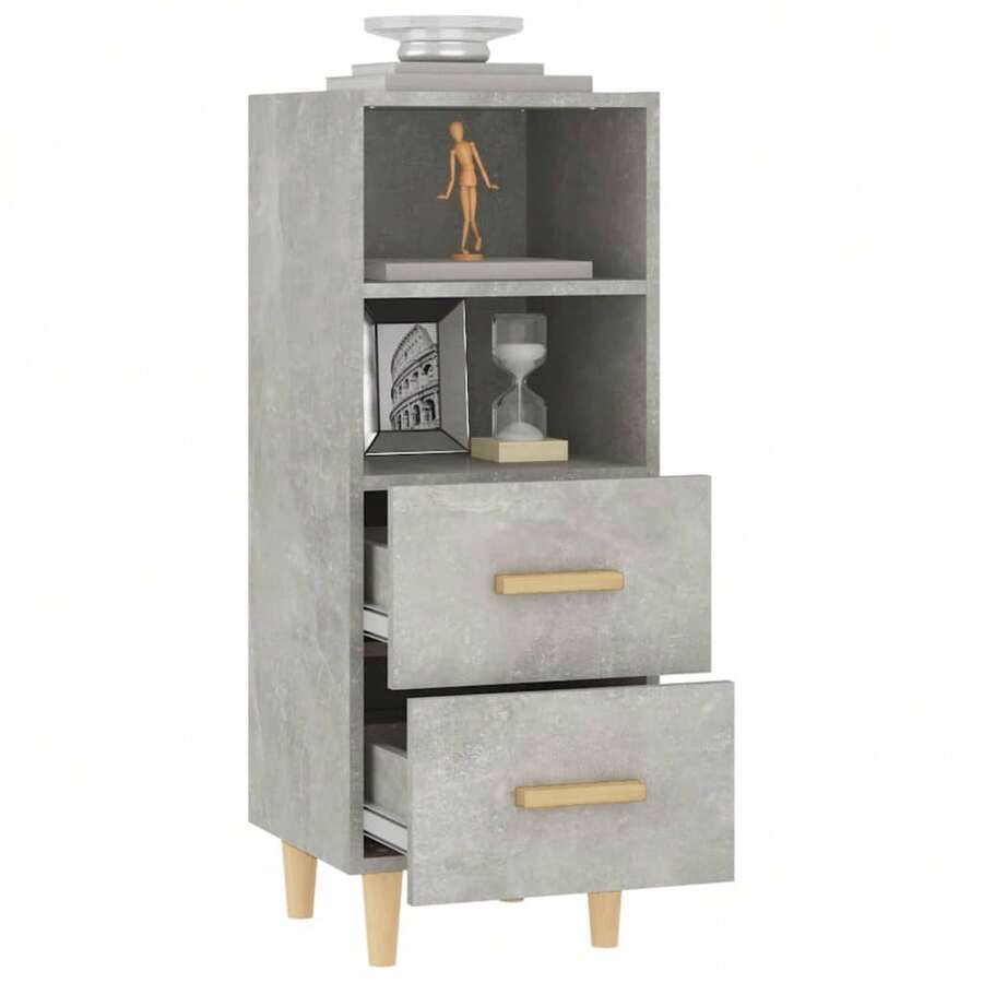 vidaXL Sideboard Betongrau 34,5x34x90 cm Holzwerkstoff - Grau - Übersicht 1
