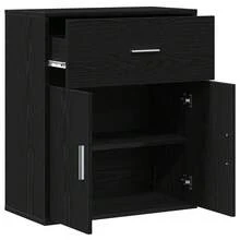 Credenza vidaXL in rovere nero, 60 x 31 x 70 cm, realizzata in materiale a base di legno. - nero - Visualizzare 5