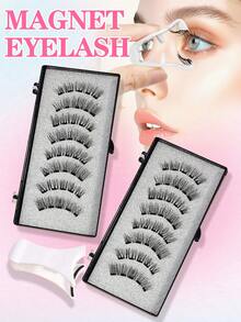 Waloshow 2 Paia di ciglia magnetiche con pinzette professionali, riutilizzabili, ciglia fitte a incrocio, design misto di ciglia naturali, adatte per uso quotidiano, lavoro, studio, viaggio, feste e altre occasioni - nero - Visualizzare 8