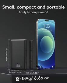 Btootos 快速充电磁吸式无线充电宝，兼容 MagSafe，波浪纹理设计，情人节礼物 - 黑色 - 查看 2