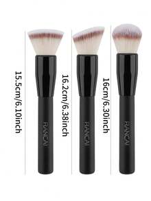1/2/3 Pcs Foundation Brush Soft Dense Full Coverage Buffing Blending Contouring Complexion Base Corrector Primer Makeup Brush - Black - View 3