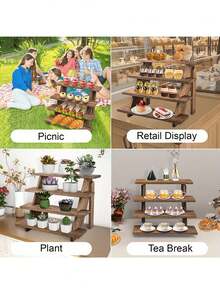 Wooden Cupcake Stand - 4 Tier Cupcake Display Stand, Rustic Tiered Display Stand, Tool Free Installation Cupcake Stand For Baby Shower Decorations Birthday Party Supplies, Halloween And Christmas Decorations - 1個 - 查看 6