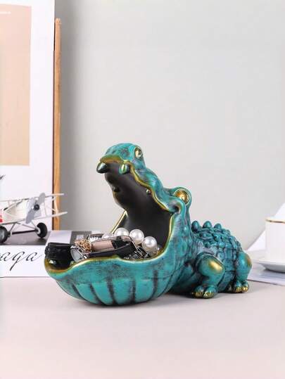 1pc Crocodile Shaped Key Holder, Interesting Animal Decor, Suitable For Entryway, Office Storage, Living Room, Bedroom Decoration, Resin Sculpture Desk Decor, Decorative Statue, Cute Ornament For Home, Living Room, Bar, Cafe