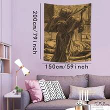 Vintage Skeleton Design Tapestry, Aesthetic Wall Hanging Decor, Polyester Tapestry For Bedroom Home Office Decor, Home Accessories, Halloween - Nhiều màu - Xem 4