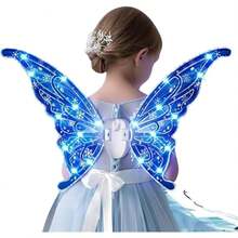 MR. GADGETS Juego de Alas de Hada Electricas para Niñas, Alas de Mariposa Brillantes con luz LED 63x56x94cm, Accesorios de Cosplay, Disfraz, Disfraces para Niños, para Fiestas, Halloween (Azul) - Arcoíris - Ver 1