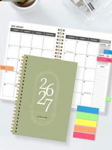 2026-2027 教师周计划/月计划本，简约设计，带网格和笔记栏，办公用品，返校季、教师节、母亲节礼物 - 綠色 - 查看 10