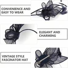 ml Lurrose Sombrero De Coctel Tocados Sombreros Funerarios Para Mujer Pelucas Para Mujer Flores Con Clip Para Sombreros Derby Diadema De Malla Encantador Abs De Las Mujeres Articulos De Ropa10101 - azuloscuro - Ver 5