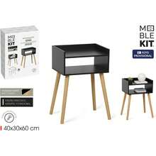 Ecommerc3 MOBLEKIT | 木質和金屬床頭櫃，北歐或工業設計，可選抽屜、櫃門或擱板，緊湊型臥室家具 - 免費送貨 ✅ 24/48 小時送達西班牙（伊比利亞半島） - 黑色置物架 40x30x60 厘米 - 查看 10