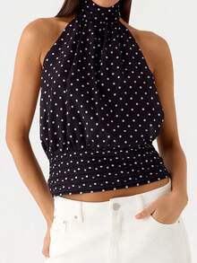 Women Halter Backless Tank Tops Cowl Neck Summer Going Out Cami Tops Women Halter Top Backless Tank Tops Cowl Neck Summer Going Out Outfits Cami Tops - 彩色 - 查看 4