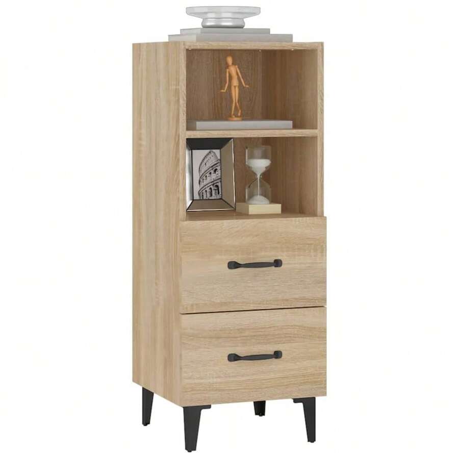 Buffet vidaXL Chêne Sonoma 34,5 x 34 x 90 cm Matériau à base de bois - Tabac - Voir 1