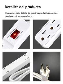 6 piezas Extension Multicontacto Regleta 6 Enchufes,Tira de alimentación de Cable duradera, enchufe Universal estándar americano, convertidor de enchufe multitap,resistente y adecuada para el hogar y la oficina. - 6 piezas - Ver 8
