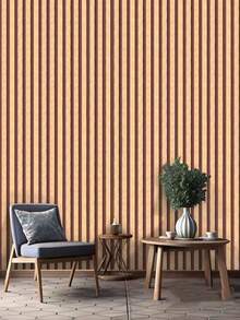 1 Roll Of 45cmretro Oak Striped Wallpaper 3D Suitable For Home Decoration, Kitchen Cabinets, Tables And Chairs, Room Backgrounds, Home Renovation DIY, Waterproof, Stain Resistant, Easy To Clean, Self-Adhesive, Peel And Paste Wallpaper Wall Stickers - Yellow - View 4