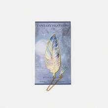 1pc Elegant Metal Feather Bookmarks With Pendant Charms – Golden, Blue, Yellow, And Brown Iron Bookmarks For Book Lovers, Writers, Birthdays, And Christmas Gift