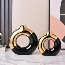 ml Jarrones De CerámicaFlorero Decorativo para Hogar Minimalista Moderno Fino Jarrones Redondos Utilizados en la Mesa de la Boda Fiesta Escritorio Sala de Estar Dormitorio de Oficina Oro negro-S10101 - oronegro - Ver 6