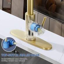 Gold Kitchen Faucet, Brass Kitchen Faucet With Pull Down Sprayer, Single Hole Stainless Steel Brushed Gold Faucet For 3 Hole Kitchen Sink Gooseneck For Commercial Modern Camper RV Farmhouse Bar Sink - Brushed Gold - View 8