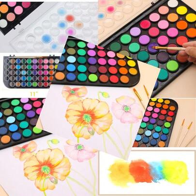 48 Colors Watercolor Cake Set With 3 Brushes Washable Travel Design Perfect For Card Making Illustrations Painting CalligraphyBright In Color And Soft In Texture