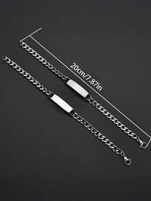 1pc Personalized Stainless Steel Cuban Link Bracelet, Suitable For Women, Men, Parents - Durable Interlocking Chain Links, Suitable For Casual And Formal Occasions, Luxury Jewelry Gift For All Year Round, Casual Wrist Accessory, Hip Hop Style Bracelet, Safety Clasp Design, Street Fashion Accessory, High-Quality Metal - Multicolor - View 3