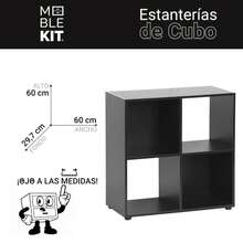 Ecommerc3 MOBLEKIT | Modular Wooden Shelves With Different Compartments And Door Options, Bookcases And Storage Furniture For Bedroom, Kitchen Or Entryway - Negro - 4 Comp | 60*29.7*60cm - View 3
