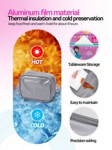 1PC Color Cartoon Printed High-Value And Large Capacity Insulated Lunch Bag, Portable Hand-Held One Shoulder Cross Body Insulated Bag With Shoulder Strap, Fresh-Keeping Ice Bag, Lunch Box And Bento Bag, Suitable For Work And Outdoor Activities - Multicolor - View 10